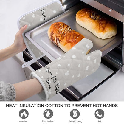 Oven Mitt & Pot Holder Set - Grey Heart