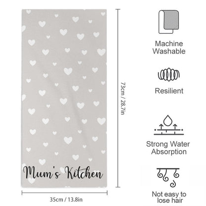 Personalised Kitchen Towel - Grey Heart