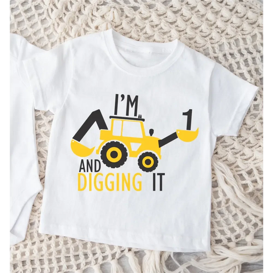 Digger Truck Birthday T-Shirt - Timber Tinkers