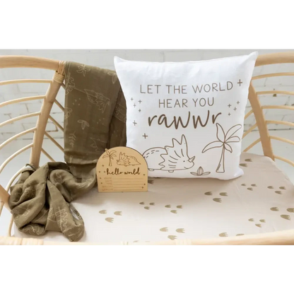 Dino Print Jersey Fitted Cot Sheet - Timber Tinkers