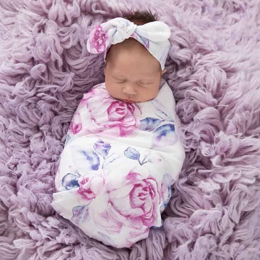 Lilac Skies Snuggle Swaddle & Topknot Set - Timber Tinkers