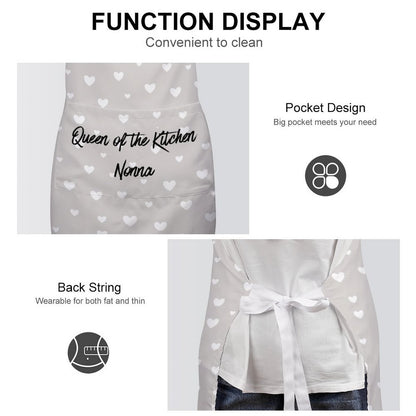 Personalised Apron with Pocket - Grey Heart