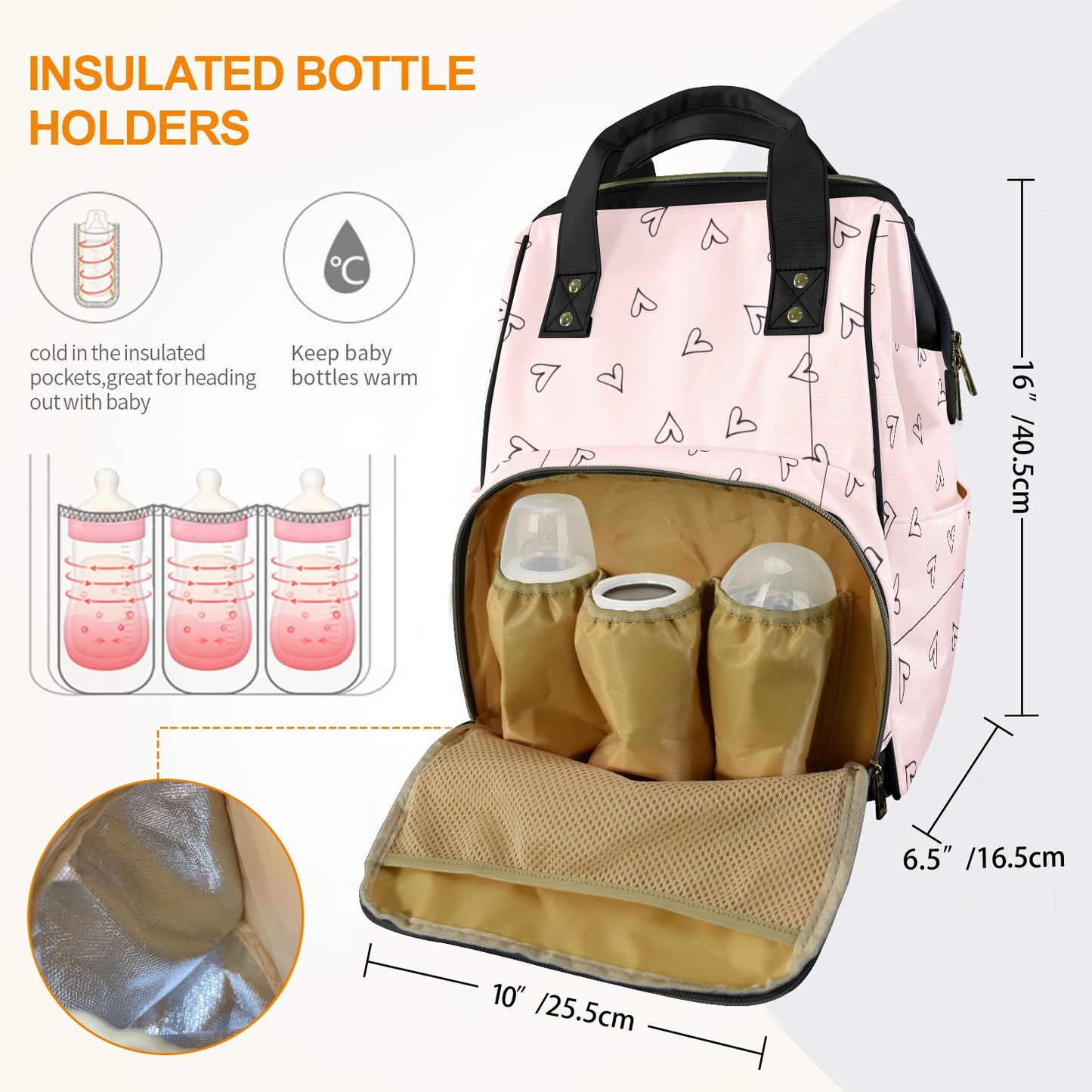 Personalised Diaper Bag - Pink Heart