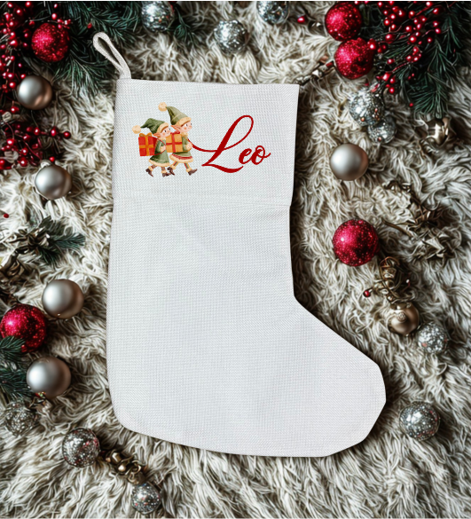 Personalised Premium Linen Stocking – Classic Christmas Collection