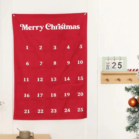 Extra Large Merry Christmas Advent Calendar - RED - Timber Tinkers