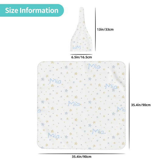 Personalised Baby Swaddle & Beanie Set - Star