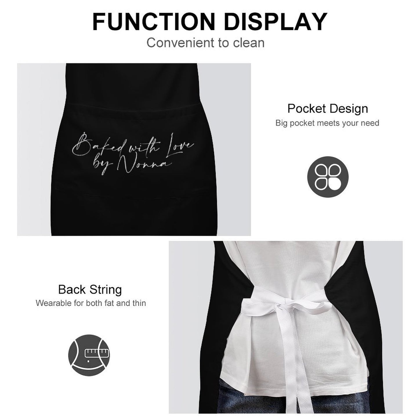 Personalised Apron with Pocket - Black