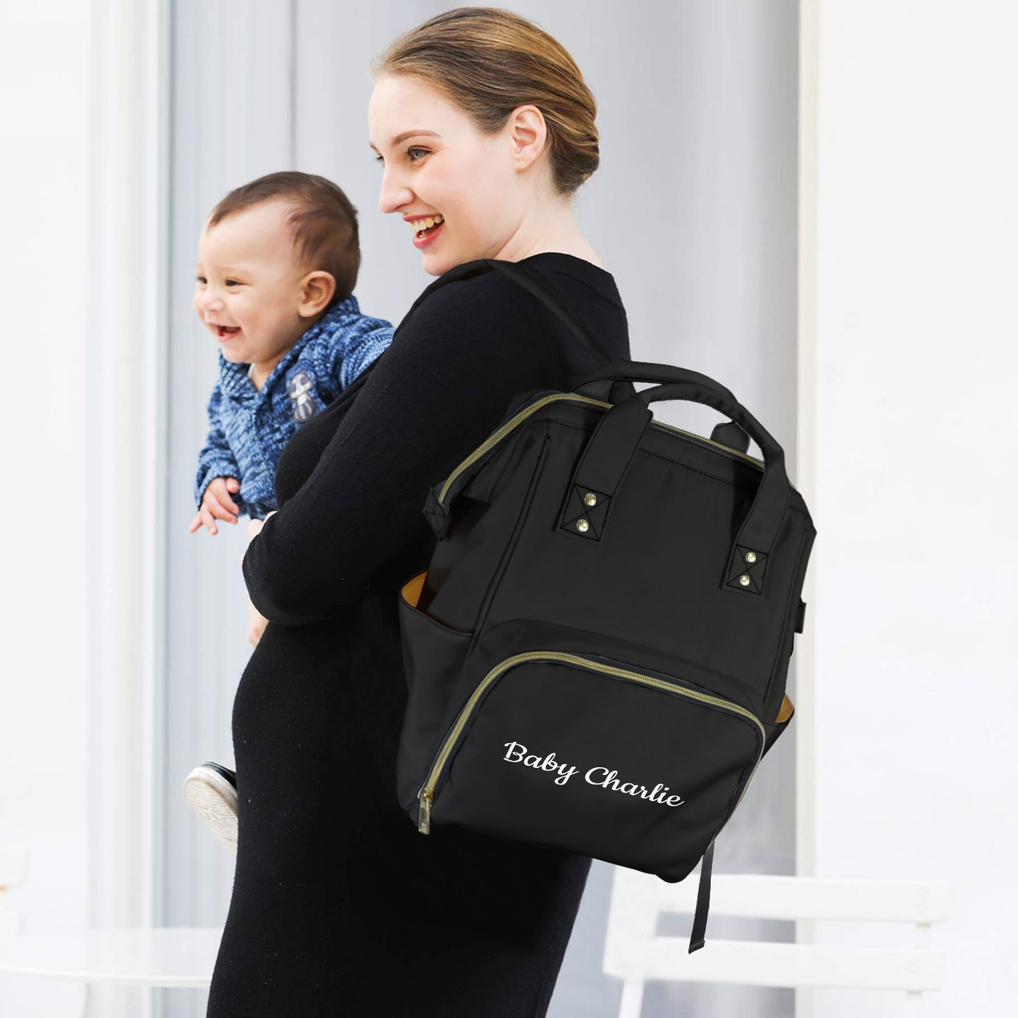Personalised Diaper Bag - Black