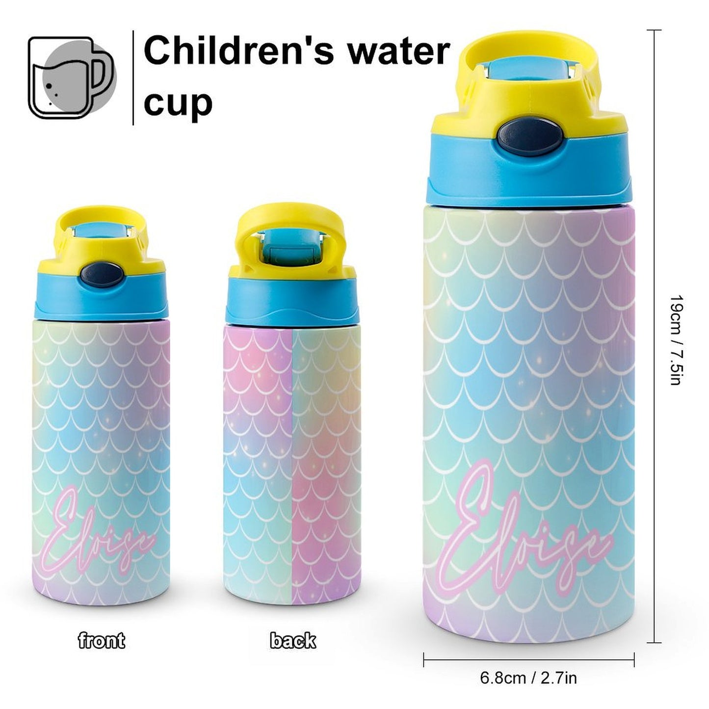 Personalised Kids Water Bottle - Mermaid
