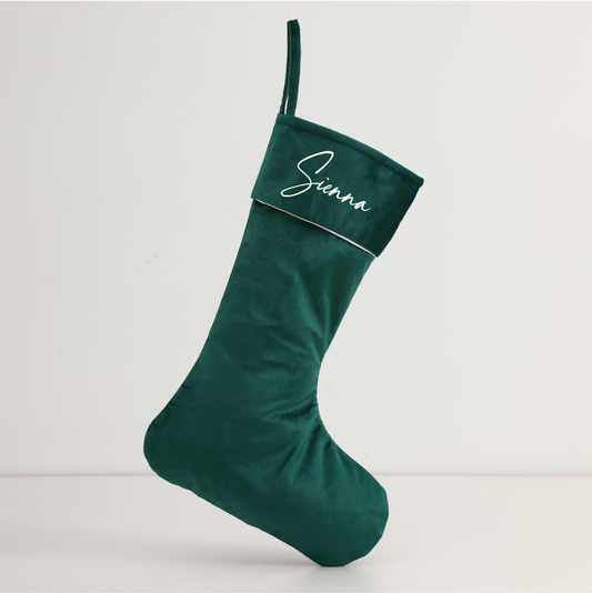 Personalised Velvet Stockings - Green (45cm)