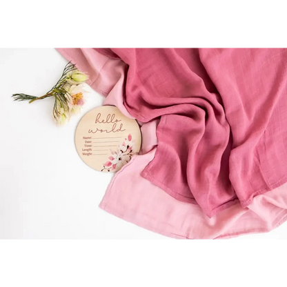 Hello World Floral Wooden Birth Disc - Timber Tinkers