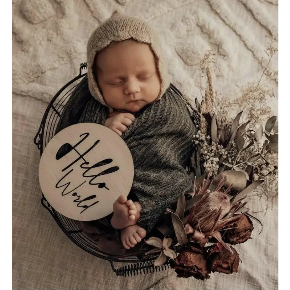 Hello World Scandi Birth Announcement - Timber Tinkers