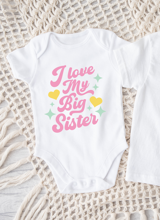 I love my big sister heart white Tshirt/Onesie