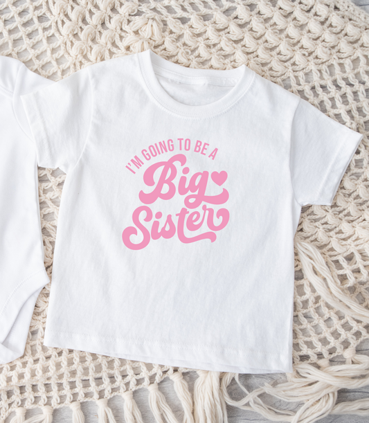 I'm going to be a big sister HEART white Tshirt