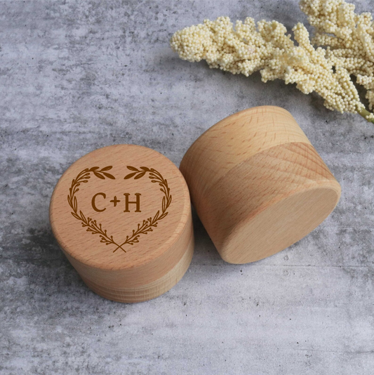 Wedding Ring Box - Heart Initials
