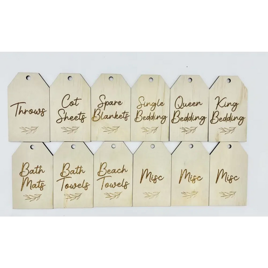 Linen Storage Labels Set of 12 - Timber Tinkers