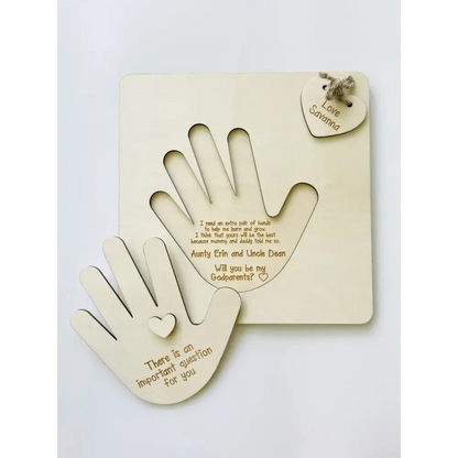 Little Hand Godparent Invitation - Timber Tinkers