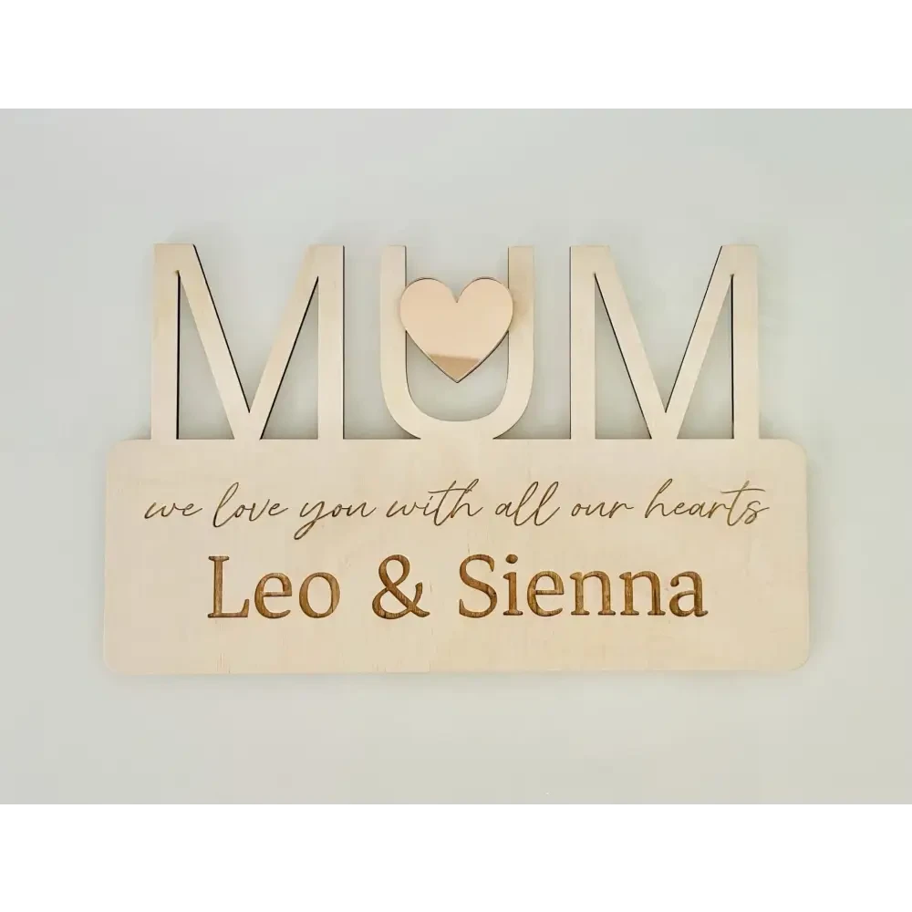 Love Heart MUM Plaque - Timber Tinkers