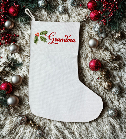 Personalised Premium Linen Stocking – Classic Christmas Collection