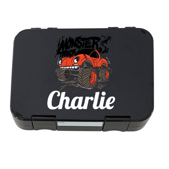 Personalised Lunch Boxes - Black Monster Truck
