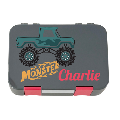 Personalised Lunch Boxes - Grey Monster Truck