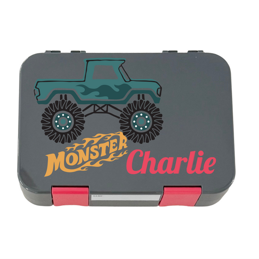 Personalised Lunch Boxes - Grey Monster Truck