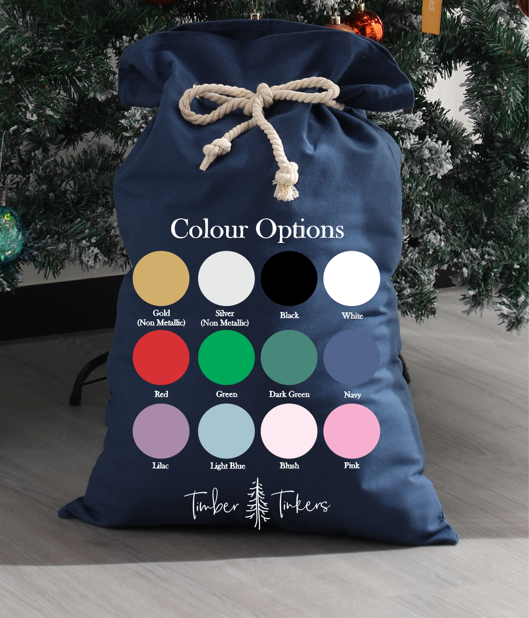 Personalised Canvas Santa Sacks - Navy