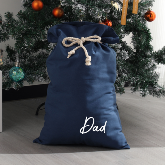Personalised Canvas Santa Sacks - Navy