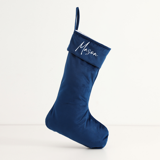 Personalised Velvet Stockings - Navy (50cm)