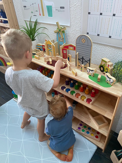 4 Tier Open-ended Toy Shelf -- Varnished Solid HardWood