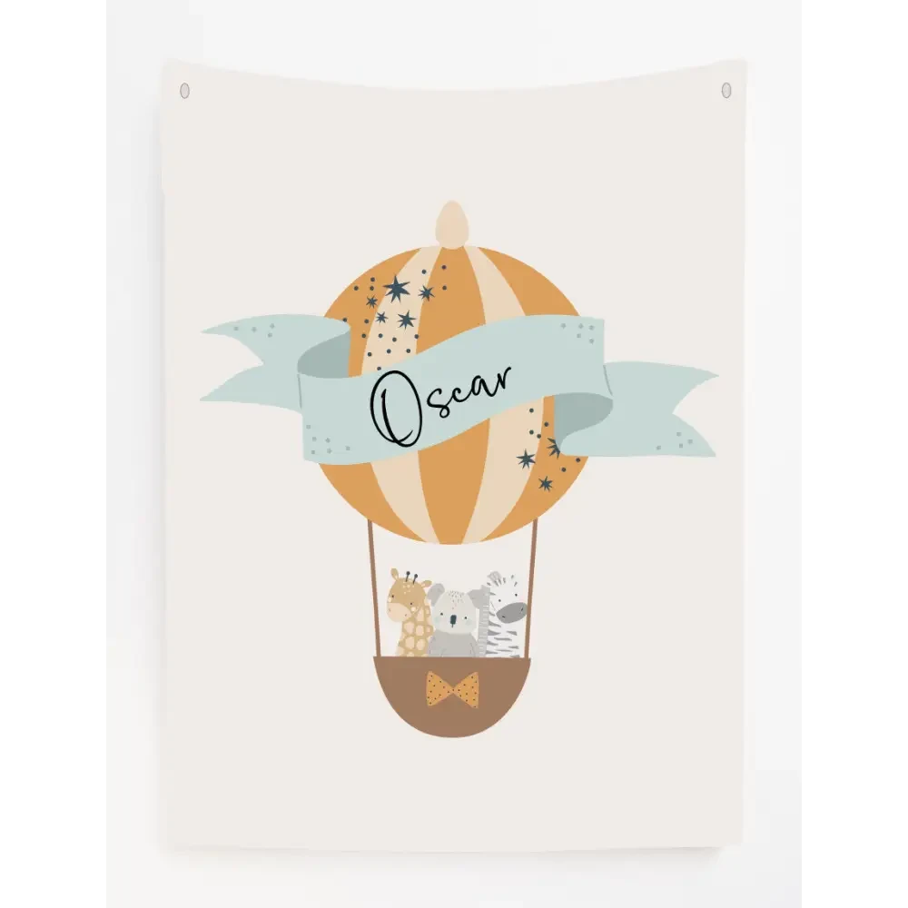 Personalised Animal Balloon Canvas Wall Hang - Timber Tinkers