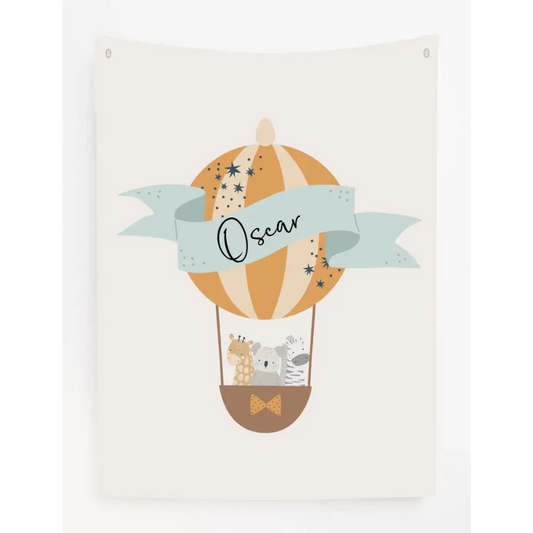 Personalised Animal Balloon Canvas Wall Hang - Timber Tinkers