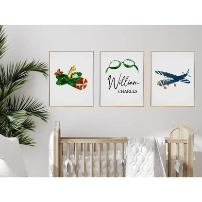 Personalised Aviation Wooden Canvas Print Set - Timber Tinkers