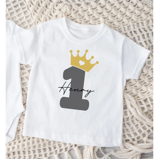 Personalised Birthday Crown Boy T-Shirt - Timber Tinkers