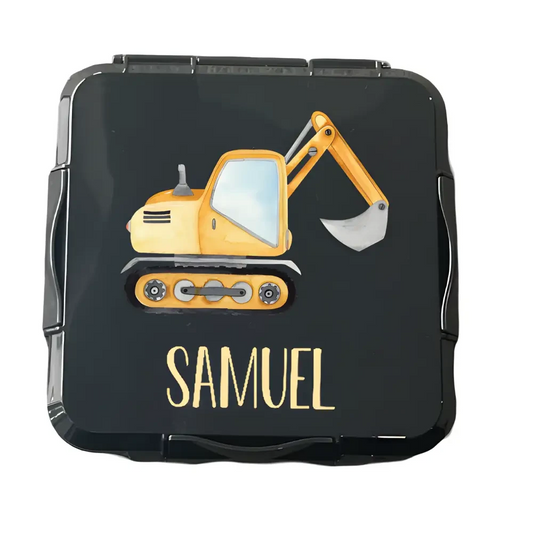Personalised Black Lunch Box - Digger - Timber Tinkers