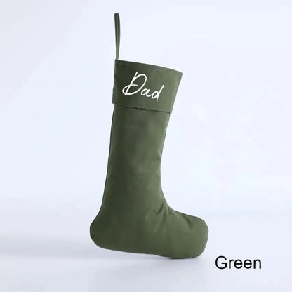Personalised Canvas Stockings - Green - Timber Tinkers