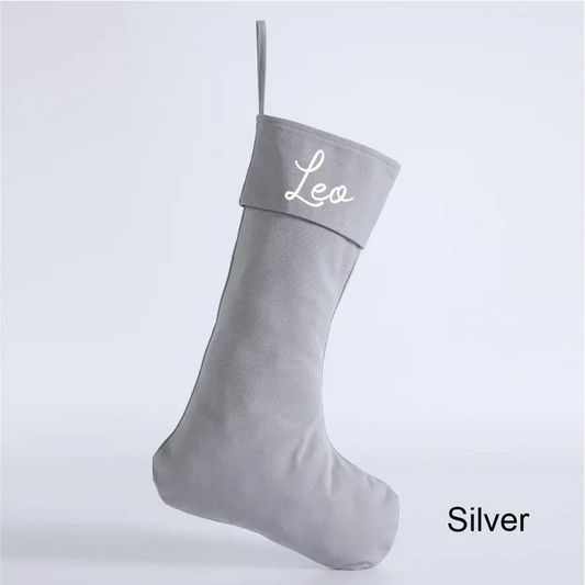 Personalised Canvas Stockings - Silver - Timber Tinkers