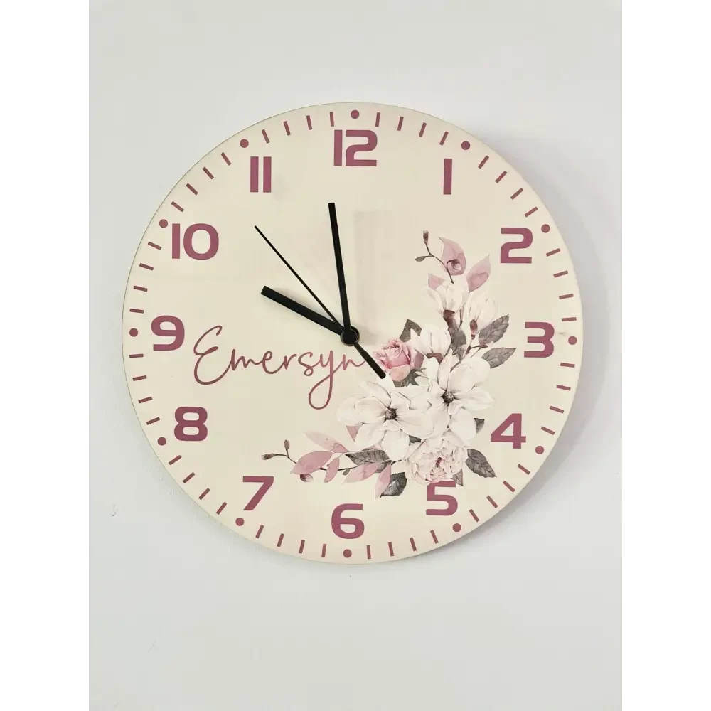 Personalised Clock - Pink Floral