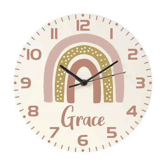 Personalised Clock - Pink Rainbow