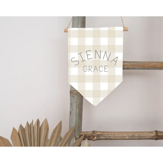 Personalised Flag - Gingham - Timber Tinkers