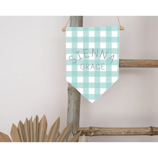Personalised Flag - Sage Gingham - Timber Tinkers