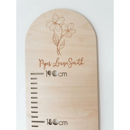 Personalised Growth Chart - Birth Flower - Timber Tinkers