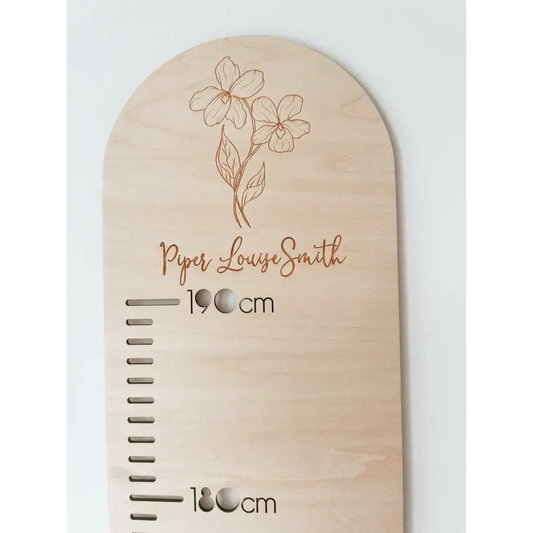 Personalised Growth Chart - Birth Flower - Timber Tinkers