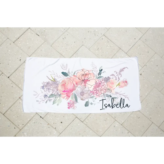 Personalised Kids Towel - Floral - Timber Tinkers