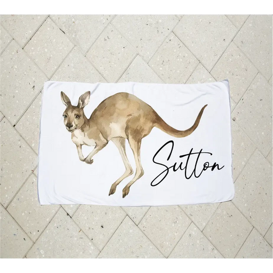 Personalised Kids Towel - Kangaroo - Timber Tinkers