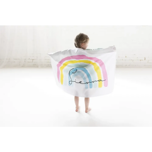 Personalised Kids Towel - Pastel Rainbow - Timber Tinkers