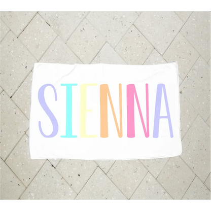 Personalised Kids Towel - Rainbow Name - Timber Tinkers
