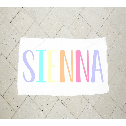 Personalised Kids Towel - Rainbow Name - Timber Tinkers