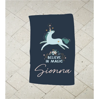 Personalised Kids Towel - Unicorn Believe In Magic - Timber Tinkers