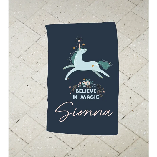 Personalised Kids Towel - Unicorn Believe In Magic - Timber Tinkers